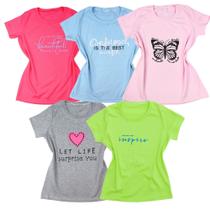 Kit 5 Camisetas Meninas tshirts Verão Estampas Variadas