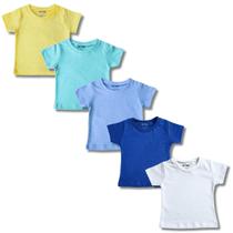 KIT 5 Camisetas para Bebê P M G 100 Algodão