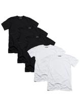 Kit 5 Camisetas Preta Com Branca Masculina 100% Algodão