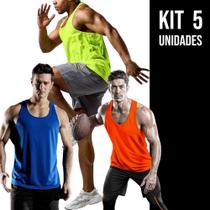KIT 5 Camisetas REGATAS MASCULINAS ALGODÃO Slim Fit Academia Fitness Corrida 727