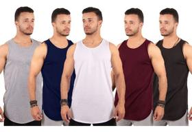 Kit/5 Camisetas Regatas Masculinas Longline Swag Básica Algodão Camisa Lisa Blusa Oversizid Presente Academia Esporte Musculação Caminhada Corrida - Éved