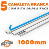 Kit 5 Canaletas PVC Branco com Fita Dupla Face de 1 Metro