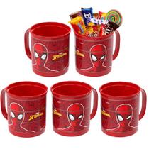 Kit 5 Caneca do Homem Aranha Festa Infantil Lembrança de Aniversário