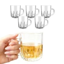 Kit 5 Caneca Xícara Copo De Vidro Transparente Café Chá Cappuccino Alça 250ml