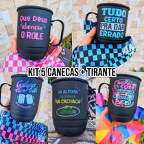 Kit 5 Canecas de Aluminio + Tirante Personalizados