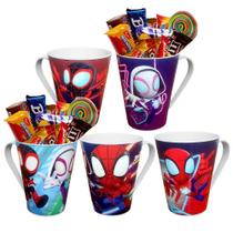 Kit 5 Canecas Homem Aranha Spidey Lembrança Aniversário Kit 5 Canecas Homem Aranha Spidey Lembrança Aniversário