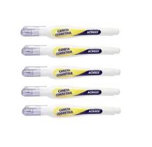 Kit 5 Caneta Corretiva Secagem Rápida 3ml para Papel Acrilex