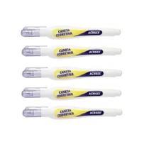 Kit 5 Caneta Corretiva Secagem Rápida 3ml para Papel Acrilex Kit 5 Caneta Corretiva Secagem Rápida 3ml para Papel Acrilex
