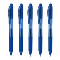 Kit 5 Caneta Gel PENTEL Energel X RT Retrátil 0.7mm Azul Pentel