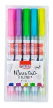 Kit 5 Caneta Marcador Marca Texto Glitter Chanfrado - Brw