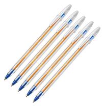 Kit 5 canetas bic cristal azul ponta fina original Kit 5 canetas bic cristal azul ponta fina original