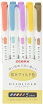 Kit 5 Canetas Marca Texto Zebra Mildliner (pack amarelo)