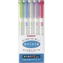 Kit 5 Canetas Marca Texto Zebra Mildliner (pack azul)