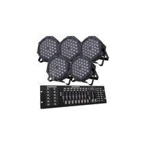 Kit 5 Canhão Refletor Led Rgbw 36 Leds Dmx Slim + Mesa Dmx 8/16