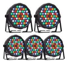 kit 5 Canhão Refletor Par Led 54 Led 3w Rgbwa Dmx Dj ST-545