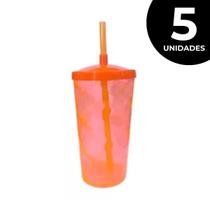 Kit 5 Canudo Para Copo Twister 700ml 300ml Plástico Reutilizável 30cm