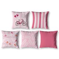 Kit 5 Capa de Almofada 40cm x 40cm Decorativas Estampada com Zíper Sala Sofá Quarto