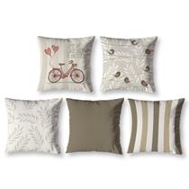Kit 5 Capa de Almofada 40cm x 40cm Decorativas Estampadas com Zíper Sala Sofá Quarto