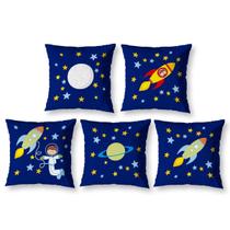 Kit 5 Capa De Almofada Infantil 40Cm X 40Cm Zíper Astronauta Kit 5 Capa De Almofada Infantil 40Cm X 40Cm Zíper Astronauta