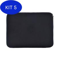 Kit 5 Capa Para Notebook 14'' Protetora Com Zíper Preta - New Cell Slim