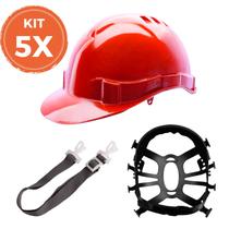 Kit 5 Capacete com Jugular Vermelho De Segurança Milenium Textil CA 35735 - LIBUS