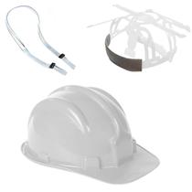 Kit 5 capacete plt plastcor em polietileno selo inmetro branco + 5 jugular para capacete plastcor pvc c.a. 31469