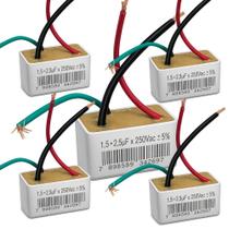 Kit 5 capacitor 1,5 +2,5uf x 250v 3 fios quadrado tri
