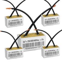Kit 5 capacitor 2 fios quadrado 3 uf x 250/400v chapa tri Kit 5 capacitor 2 fios quadrado 3 uf x 250/400v chapa tri