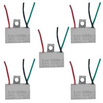 Kit 5 capacitor 3 fios 0,7 0,9 uf x 250/400 v chapa tri