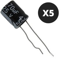 Kit 5 Capacitor Eletrolitico 470X25V-105 Graus Novo