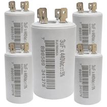 Kit 5 capacitor metalizado 3 uf x 440v c/ terminal Kit 5 capacitor metalizado 3 uf x 440v c/ terminal