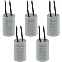 Kit 5 capacitor permanente com cabo 18,0 uf/250v