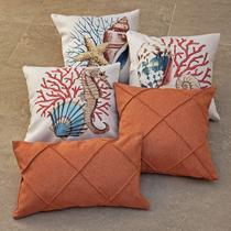 Kit 5 Capas Almofada Linho Pousada Praia 43x43 + 2 Terracota
