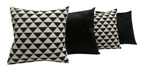 Kit 5 Capas Almofadas Jacquard Triângulos Sued Preto 45x45