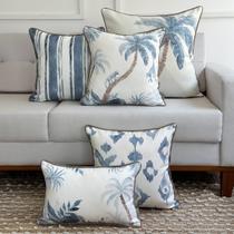 Kit 5 Capas Almofadas Linhão Austrália Azul Coqueiros, Listras e Ikat