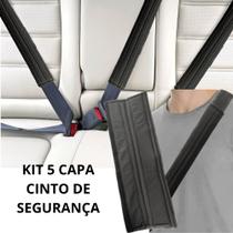 Kit 5 Capas Cinto Segurança Espumada Preta Para Todo Carro 2 Dianteiras e 3 Traseiras Automotivo
