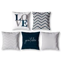 Kit 5 Capas de Almofada Sala Sofá Quarto Estampadas 40cm x 40cm Decorativa