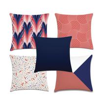 kit 5 capas de almofadas Coral e Azul kit 5 capas de almofadas Coral e Azul