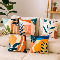 Kit 5 Capas de Almofadas Decorativas Estampa Moderna 43x43 cm