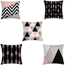 kit 5 capas de almofadas escandinava rosa e preto 45x45 kit 5 capas de almofadas escandinava rosa e preto 45x45