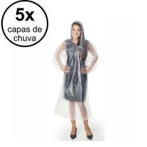 Kit 5 Capas de Chuva Descartável Transparente Unissex