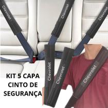 Kit 5 Capas Protetor Cinto Segurança Preta Carro Automotivo chevrolet 2 Dianteiras + 3 Traseiras