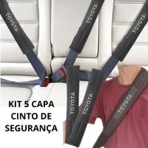 Kit 5 Capas Protetor Cinto Segurança Preta Espumada Automotivo Toyota 2 Dianteiras + 3 Traseiras