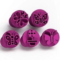 Kit 5 Carimbos Para Doces Jardim Encantado Borboletas Brigadeiros Confeitaria