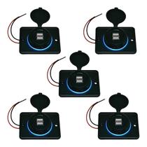 Kit 5 Carregador de Celular Automotivo 2 USB C/ Moldura Removível - RS-1123U BR