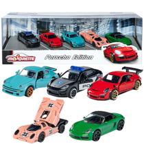 Kit 5 Carrinho Miniatura De Ferro 1:64 Coleção Porsche Abre Portas Presente Menino