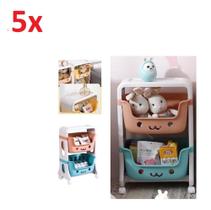 Kit 5 carrinho organizador de brinquedos multifuncional estante infantil porta treco caixa cesta bebe quarto