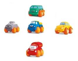 Kit 5 Carrinho Soft Cars Colorido Mordedor P/ Bebê Divertoys