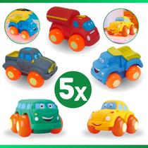 Kit 5 Carrinho Soft Cars Mordedor Para Bebê Vinil Atóxico