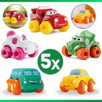 Kit 5 Carrinho Soft Cars Mordedor Para Bebê Vinil Atóxico